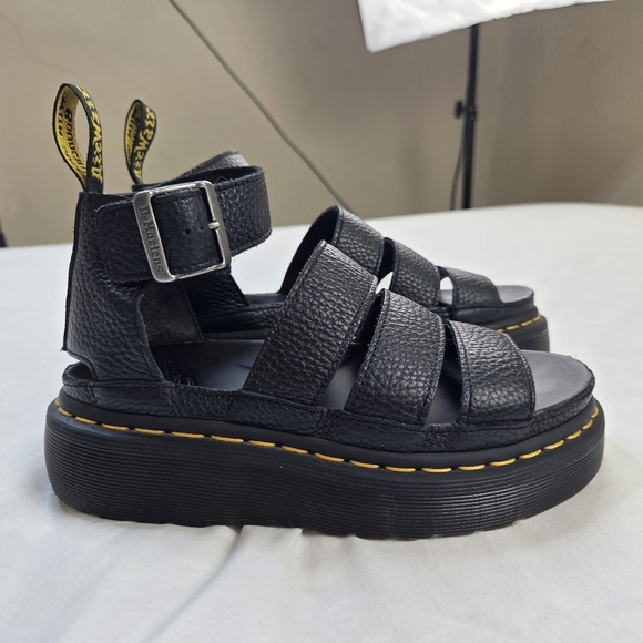 Dr. Martens Clarissa II Quad Platform Sandals Black Leather Size 5US (36EU) - Picture 2 of 13